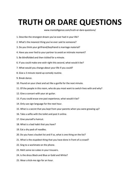 truth or dare questions